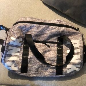 Pink duffel bag